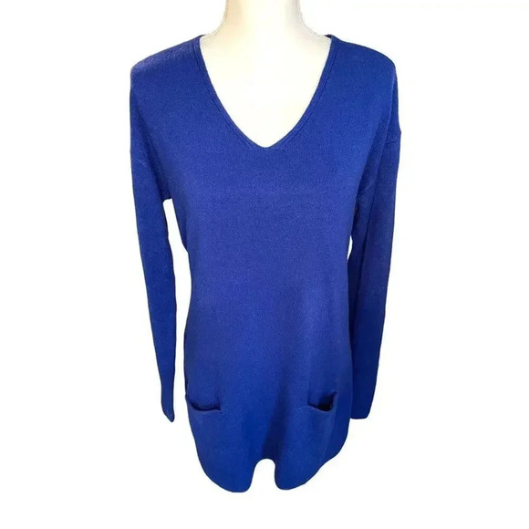 Willi Smith Women’s Medium Royal Blue Sweater/ Sweater Dress With Smock Pockets‎ - Picture 1 of 4